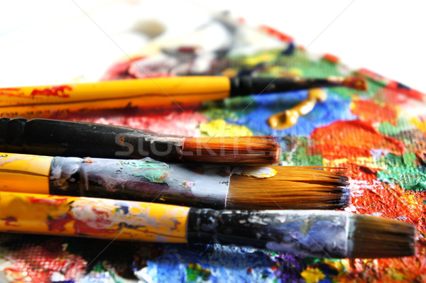 Paints and paintbrushes Stock photo © tannjuska