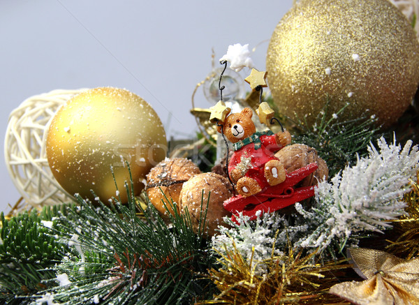 Christmas decorations and bear Stock photo © tannjuska