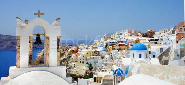 Stok fotoğraf: şaşırtıcı · beyaz · evler · santorini · adası · Yunanistan · güneşli