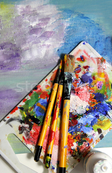 Art palette and mixing painting  Stock photo © tannjuska