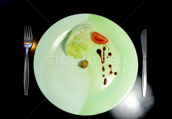 Big plate with a small piece of food Stock photo © tannjuska