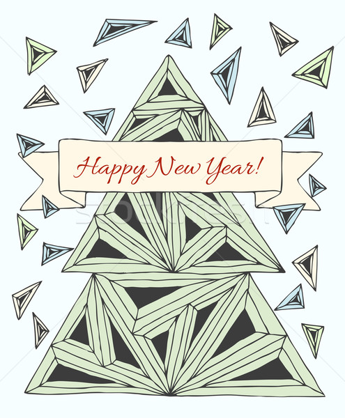 Dibujado a mano árbol de navidad cinta arte verde Foto stock © tanya_ivanchuk