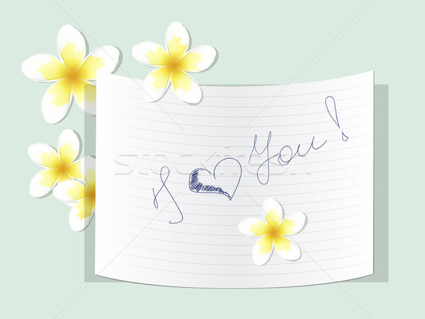 Nota woorden liefde bloemen witte bloemen achtergrond Stockfoto © tanya_ivanchuk
