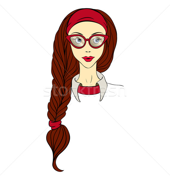 Lány szemüveg hosszú vektor hosszú haj nagy Stock fotó © tanya_ivanchuk