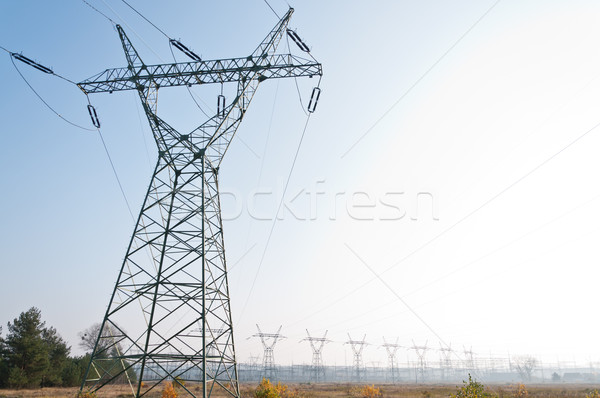 Pylon and transmission power lines Stock photo © tarczas