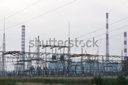 Stock fotó: Erőmű · távvezeték · gyár · energia · növény · torony