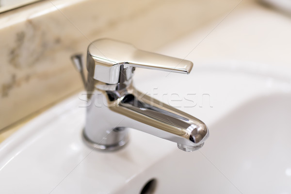 Shiny stainless steel faucet with chrome water tap Stock photo © tarczas