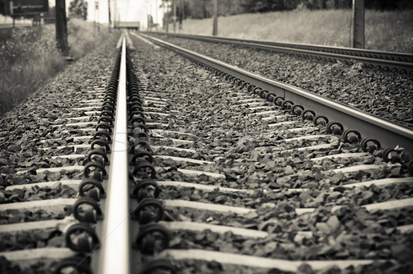 Detail of Railway railroad tracks for trains Stock photo © tarczas