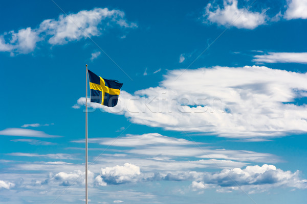 Swedish flag on sky background Stock photo © tarczas