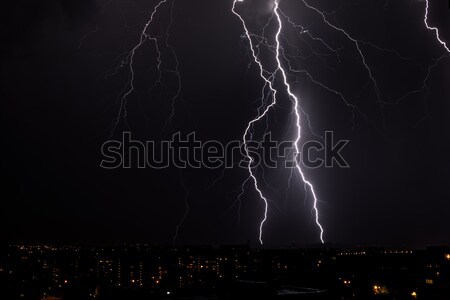 lightning storm over city  Stock photo © tarczas