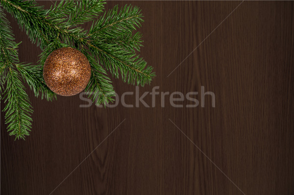 Groene tak christmas bal houten Stockfoto © tarczas