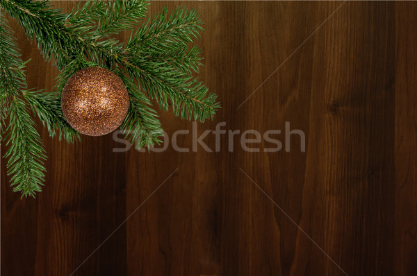 Groene tak christmas bal houten Stockfoto © tarczas