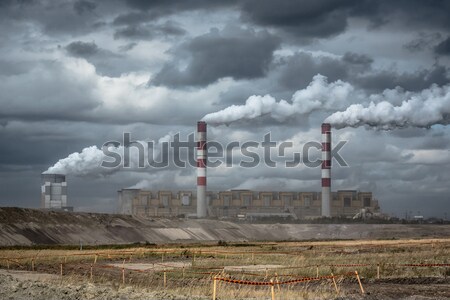 white danger smoke from coal power plant chimney Stock photo © tarczas
