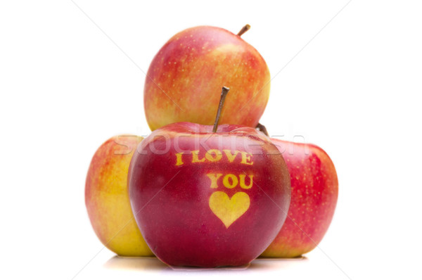 érett piros alma szavak szeretet Stock fotó © tarczas
