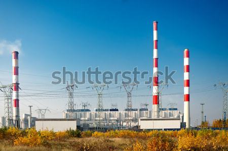 power plant pylons and power lines Stock photo © tarczas