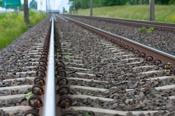 Detail of Railway railroad tracks for trains Stock photo © tarczas