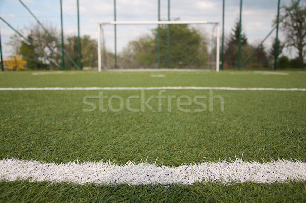 Boete voetbal rechter witte lijn gras Stockfoto © tarczas