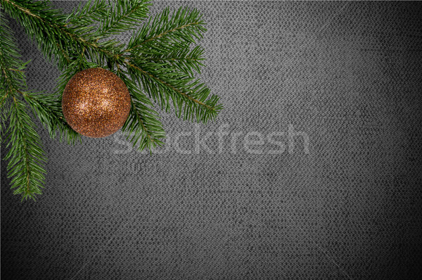 green branch with christmas ball on canvas background Stock photo © tarczas