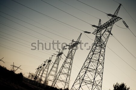 電源 行 空 日没 都市 産業 ストックフォト © tarczas