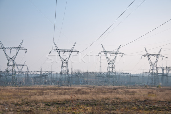 Távvezeték technológia ipari erő kábelek elektomos Stock fotó © tarczas