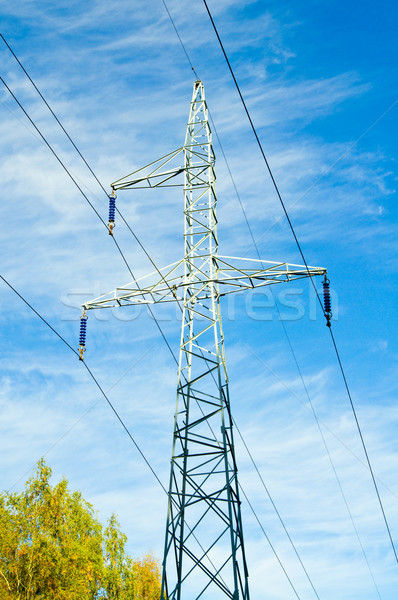 Pylon and transmission power line Stock photo © tarczas