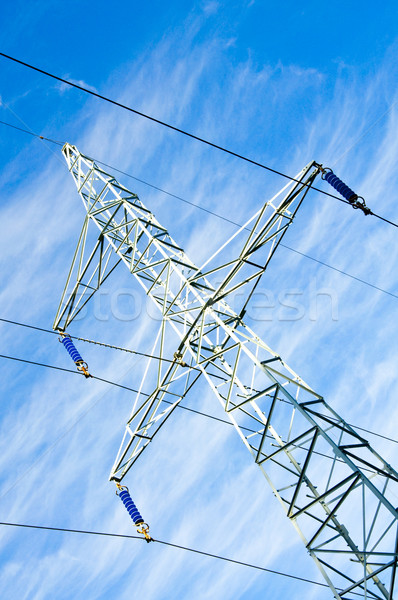 Pylon and transmission power line Stock photo © tarczas