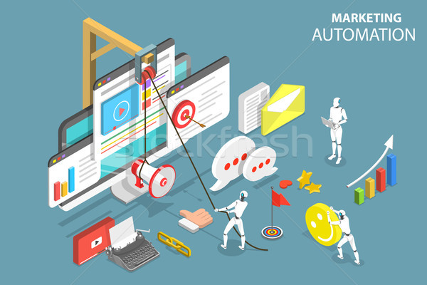 Stock photo: Digital marketing automation isometric flat vector concept.