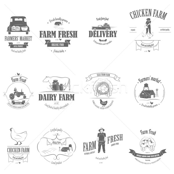 Farm fresche prodotti badge set immagini Foto d'archivio © TarikVision