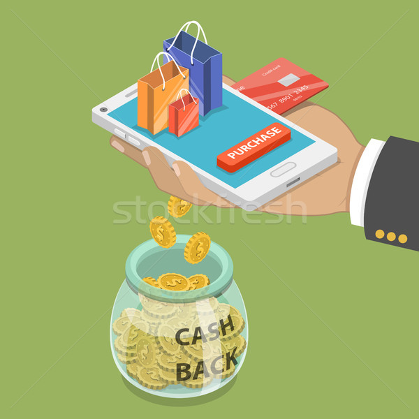 Cash back flat isometric vector concept. Stock photo © TarikVision