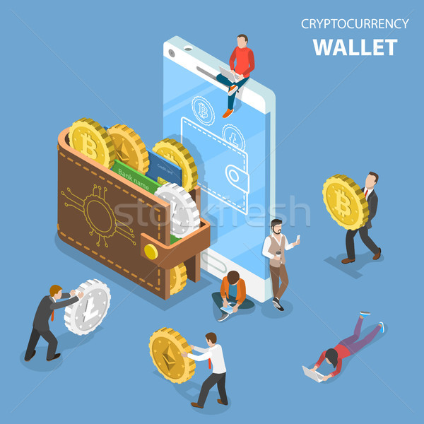 Cryptocurrency wallet flat isometric vector. Stock photo © TarikVision