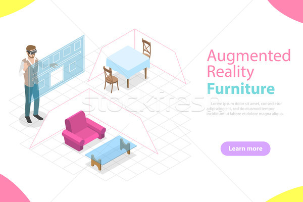 Augmented reality furniture flat isometric vector Stock photo © TarikVision