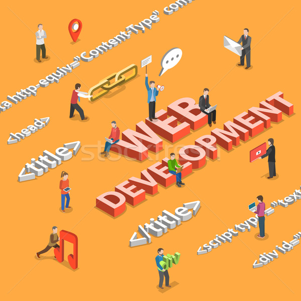 Web development flat isometric concept Stock photo © TarikVision