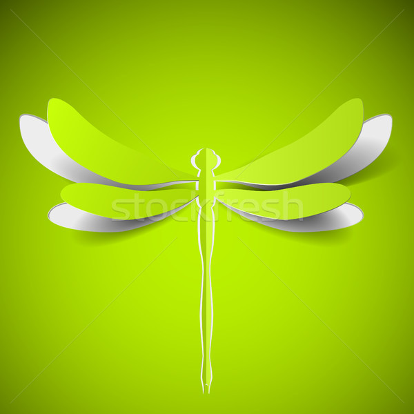 Zielone papieru Dragonfly eps10 szczęśliwy świetle Zdjęcia stock © TarikVision