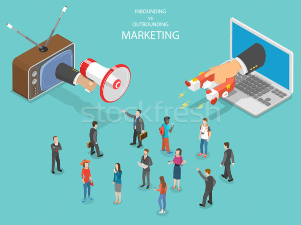 Inbound vs outbound marketing isometric vector. Stock photo © TarikVision
