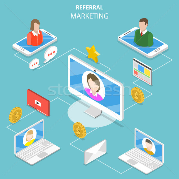 Referral marketing flat isometric vector concept. Stock photo © TarikVision