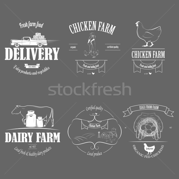 Stock photo: Farm Fresh Products Badge Set.