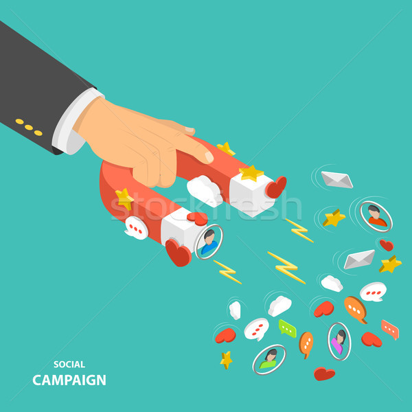 Sociale campagne isometrische laag vector hand Stockfoto © TarikVision