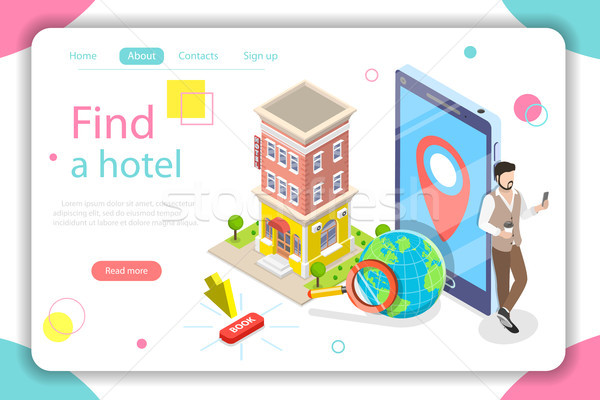 Find a hotel flat isometric vector concept illustration. Stock photo © TarikVision