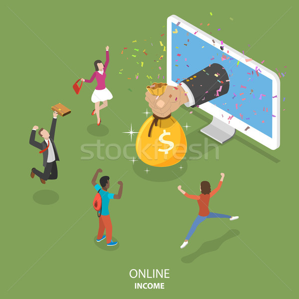 Online income flat isometric vector concept. Stock photo © TarikVision