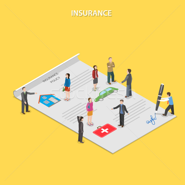 Stock photo: Insurance policy flat isometric vector concept. 