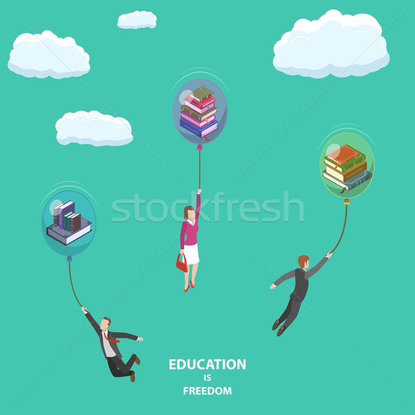 Education is freedom flat isometric low poly vector concept Stock photo © TarikVision