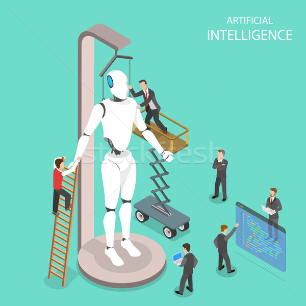 Artificial intelligence flat isometric vector. Stock photo © TarikVision