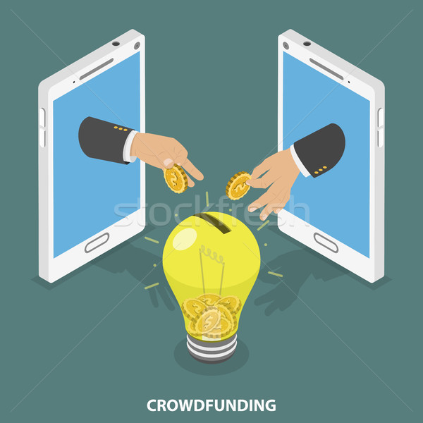 Crowdfunding flat isometric vector concept Stock photo © TarikVision