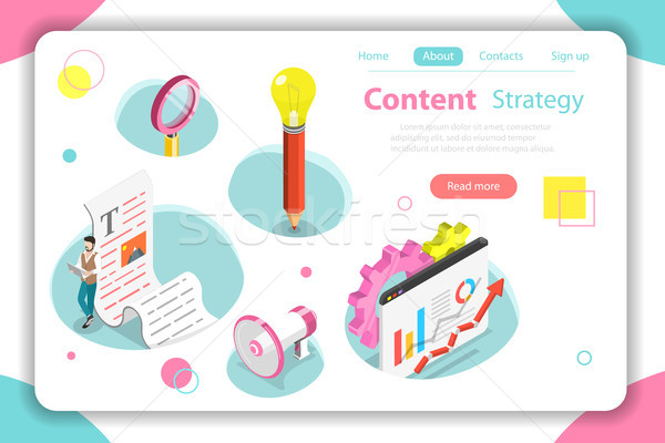 Content strategy flat isometric vector concept illustration. Stock photo © TarikVision