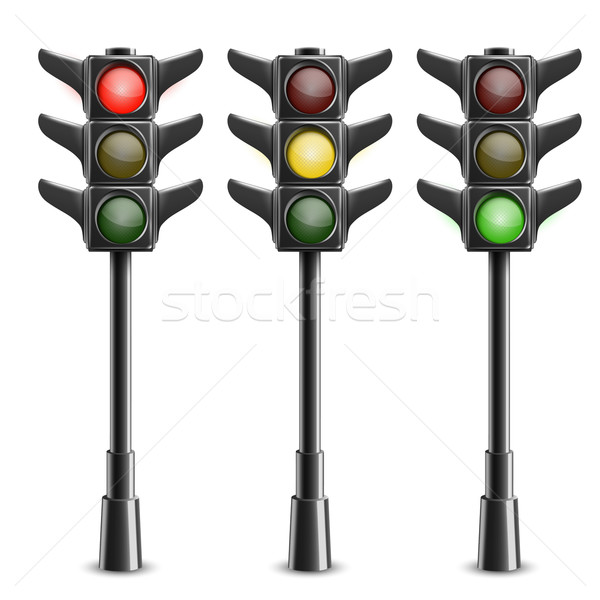 Fekete közlekedési lámpa pólus felirat piros lámpa Stock fotó © TarikVision