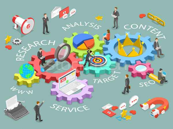 Digital marketing flat isometric vector concept. Stock photo © TarikVision