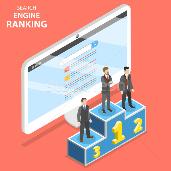 Stock photo: Search engine ranking flat isometric vector.