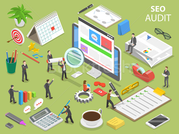 Seo audit flat isometric vector concept. Stock photo © TarikVision