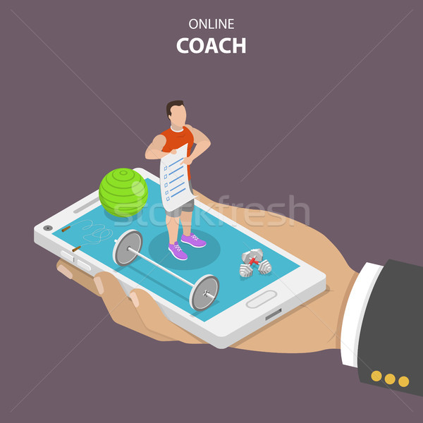 Online coach flat isometric vector concept. Stock photo © TarikVision