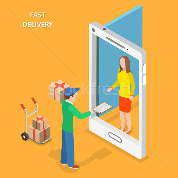 Fast delivery flat isometric vector concept.  Stock photo © TarikVision